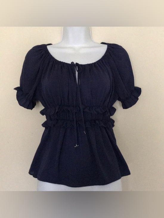 HD in Paris Tops - ANTHROPOLOGIE HD IN PARIS | Women's Navy Smocked Peasant Top
